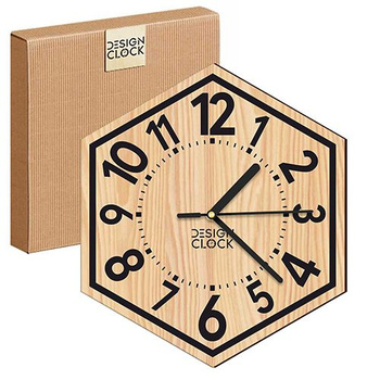  WOODEN WALL CLOCK HEXAGON LOFT 