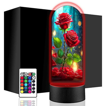 LED NIGHT LAMP ROSE 3D ROSES + REMOTE