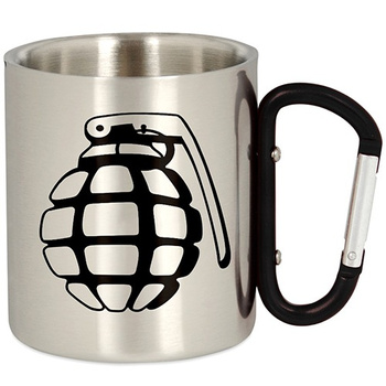 METAL TOURIST MUG WITH CARABINER
