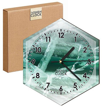  WOODEN WALL CLOCK SEA HEXAGON 
