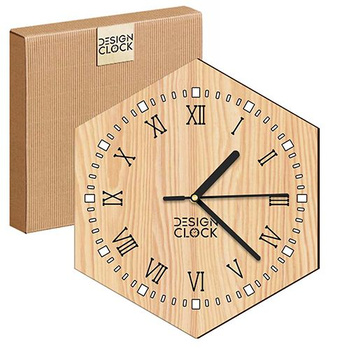  WOODEN WALL CLOCK HEXAGON LOFT 