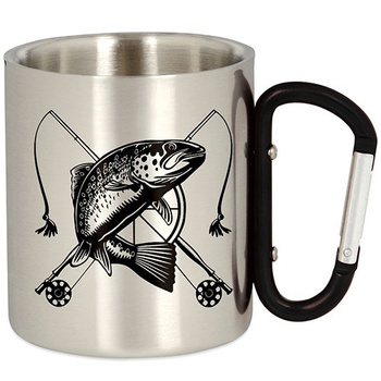 METAL TOURIST FISHING MUG WITH CARABINER