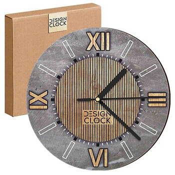 WALL CLOCK ON WALL WOODEN CONCRETE WOOD LOFT