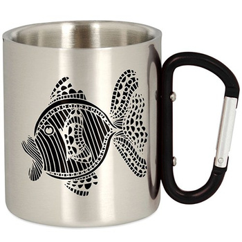 METAL TOURIST FISHING MUG WITH CARABINER