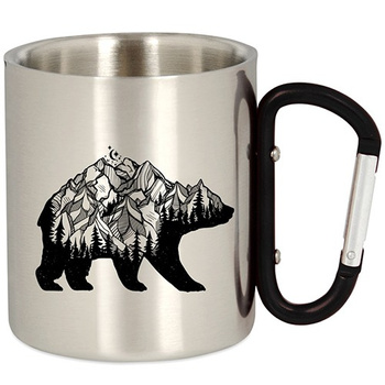 METAL TOURIST MUG WITH CARABINER