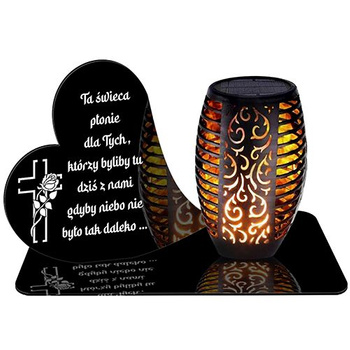 SOLAR LED CANDLE OPENWORK LAMP BASE STATUETTE FOR CEMETERY GRAVE LARGE HEART