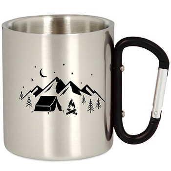 METAL TOURIST MUG HIKING WITH A CARABINER