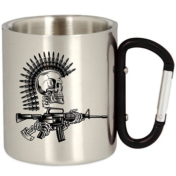 METAL TOURIST MUG WITH A CARABINER 