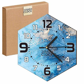  WOODEN WALL CLOCK SEA HEXAGON 