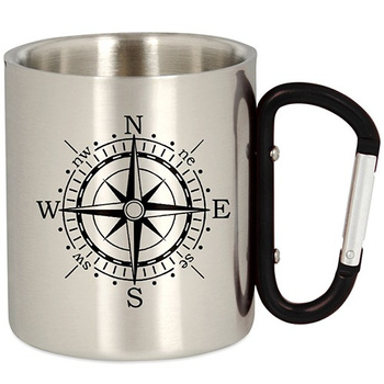 SURVIVAL METAL TOURIST MUG WITH CARABINER