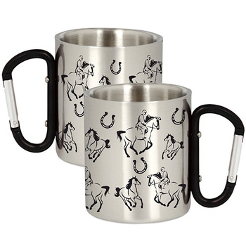 METAL MUG FOR A RIDER HORSE RIDING