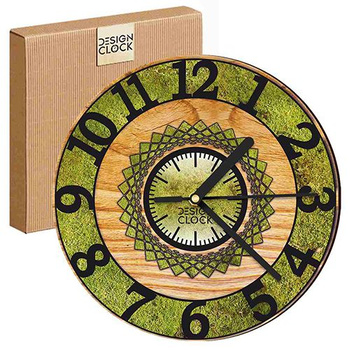 WALL CLOCK WOODEN NATURE GRASS