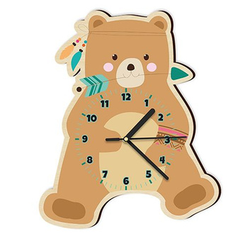 WOODEN WALL CLOCK BEAR  FOR A CHILD