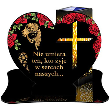 SOLAR LED CANDLE OPENWORK LAMP BASE STATUETTE FOR CEMETERY GRAVE LARGE HEART