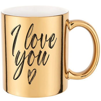 I LOVE YOU gold mirror mug