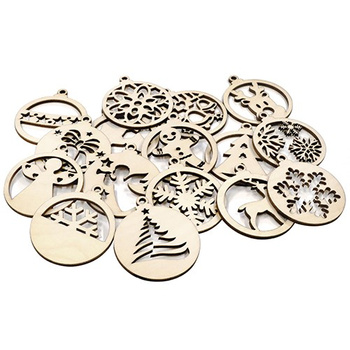 16 pcs. Baubles, wooden Christmas tree decorations