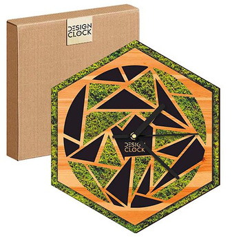  WOODEN WALL CLOCK NATURE HEXAGON 