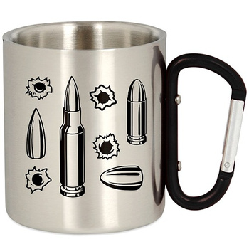 METAL TOURIST MUG WITH A CARABINER 