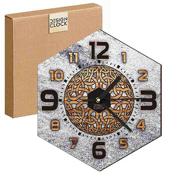  WOODEN WALL CLOCK CONCRETE HEXAGON 