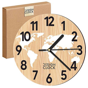  WOODEN WALL CLOCK WORLD MAP
