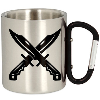 SURVIVAL METAL TOURIST MUG WITH CARABINER