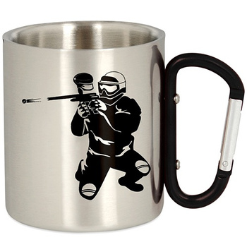 METAL TOURIST MUG WITH CARABINER