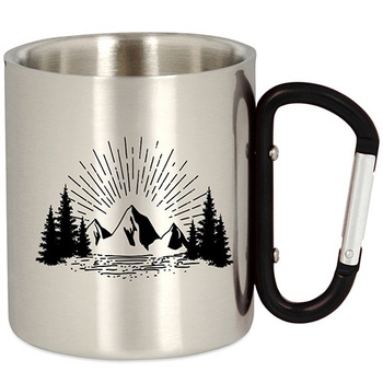 METAL TOURIST MUG HIKING WITH A CARABINER