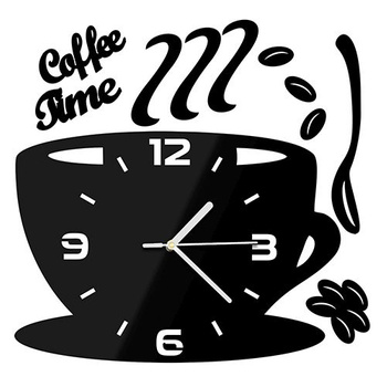 WALL CLOCK KITCHEN COFFEE CUP