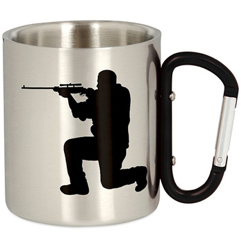 METAL TOURIST MUG WITH CARABINER