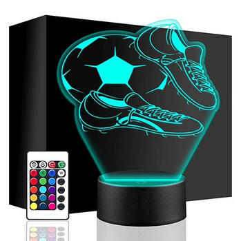 NIGHT LAMP FOOTBALL PLAYER BALL CUTS 3D LED + REMOTE CONTROL 