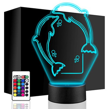  LED NIGHT LAMP DOLPHINS 3D DOLPHIN + REMOTE