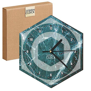  WOODEN WALL CLOCK SEA HEXAGON 