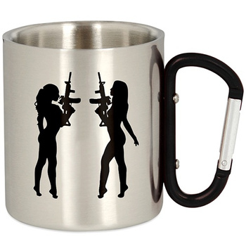 METAL TOURIST MUG WITH CARABINER
