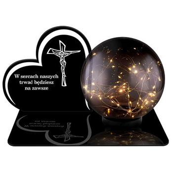 SOLAR LED CANDLE STATUETTE FOR CEMETERY GRAVE LARGE BALL