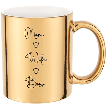 MOM WIFE BOSS gold mirror mug