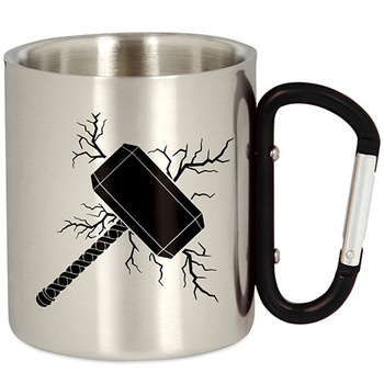 METAL TOURIST MUG WITH CARABINER