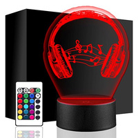  LED NIGHT LAMP HEADPHONES MUSIC NOTES + REMOTE