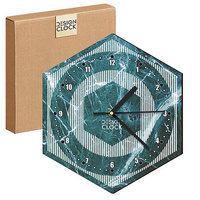  WOODEN WALL CLOCK SEA HEXAGON 