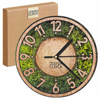 WALL CLOCK WOODEN NATURE GRASS