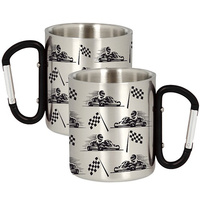 METAL MUG FOR A GO KART RIDER