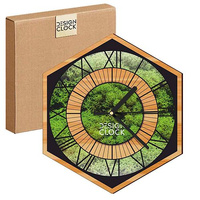  WOODEN WALL CLOCK NATURE HEXAGON 