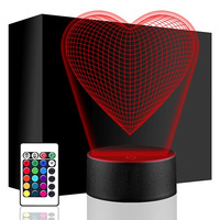  LED HEART 3D NIGHT LAMP + REMOTE