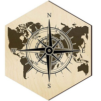  WOODEN DECORATIVE PANEL FOR A WALL HEXAGON