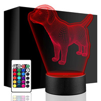 LED DOG NIGHT LAMP 3D ANIMAL + REMOTE