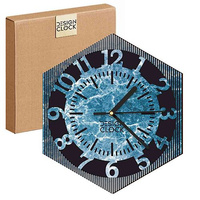 WOODEN WALL CLOCK MARBLE HEXAGON