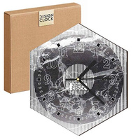  WOODEN WALL CLOCK MARBLE HEXAGON 