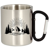 METAL TOURIST MUG HIKING WITH A CARABINER