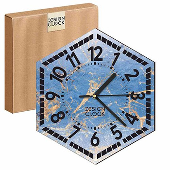  WOODEN WALL CLOCK SEA HEXAGON 