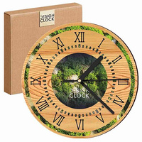 WALL CLOCK WOODEN NATURE GRASS