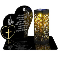 SOLAR LED CANDLE OPENWORK LAMP BASE STATUETTE FOR CEMETERY GRAVE LARGE HEART